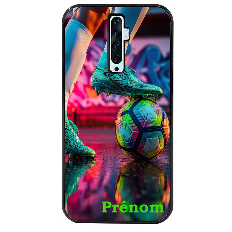 Coque noire taperso pour OPPO Reno 2 et 2Z avec motif foot controle personnalisee protection antichoc personnalisée