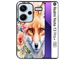 Coque noire taperso pour Redmi Note 13 PRO PLUS 5G avec motif renard fox et fleurs protection antichoc personnalisée