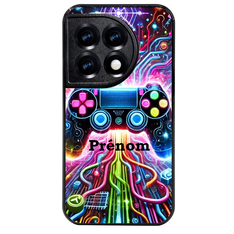 Coque noire taperso pour OnePlus 11 et 12 avec motif gamer electro personnalisee protection antichoc personnalisée
