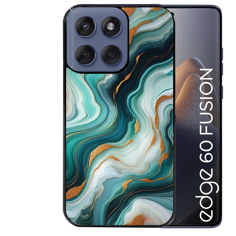 Coque noire taperso pour Moto Edge 60 et Neo Fusion Pro avec motif marbre vert protection antichoc personnalisée