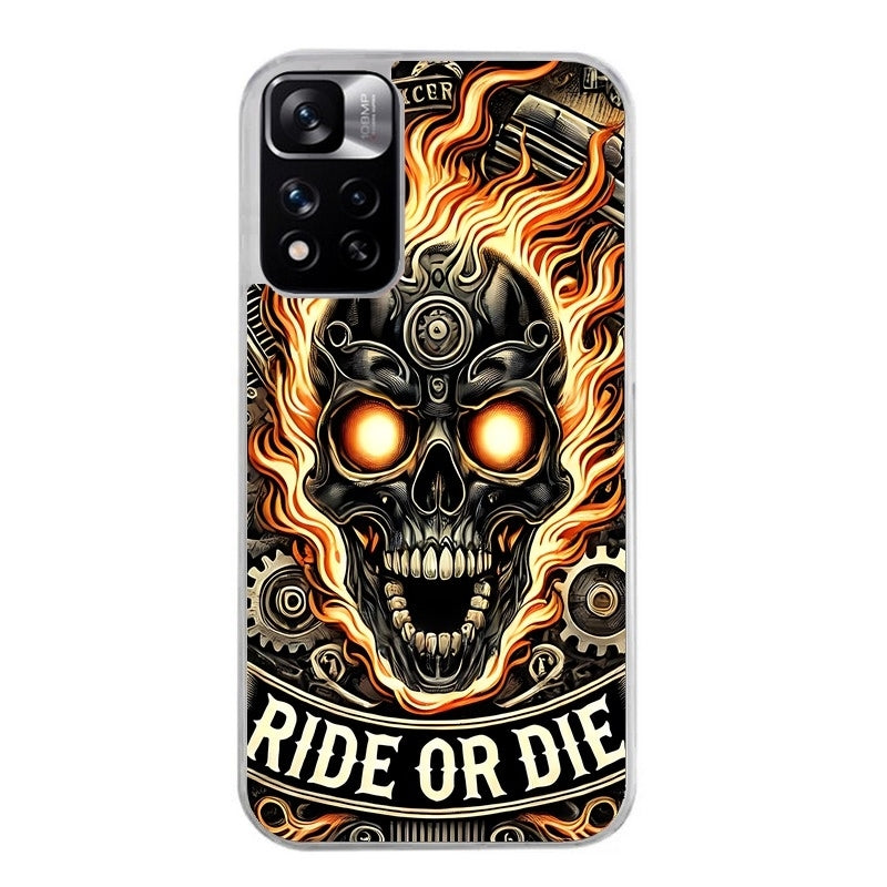 Coque taperso pour Redmi Note 10 4G 5G PRO 10S avec motif tete de mort flamme protection antichoc personnalisée