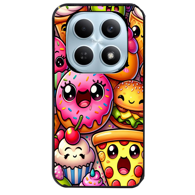 Coque noire taperso pour POCO M8 5G et PRO 5G avec motif anime donut kawaii protection antichoc personnalisée