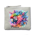 Porte monnaie personnalisé perroquet color ivoire en feutrine en feutrine ivoire