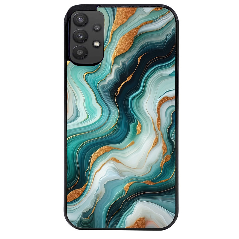 Coque noire taperso pour galaxy A22 A32 A52 A52S 4G 5G  avec motif marbre vert protection antichoc personnalisée