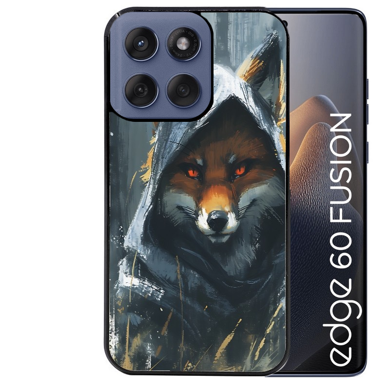 Coque noire taperso pour Moto Edge 60 et Neo Fusion Pro avec motif renard fox des bois protection antichoc personnalisée
