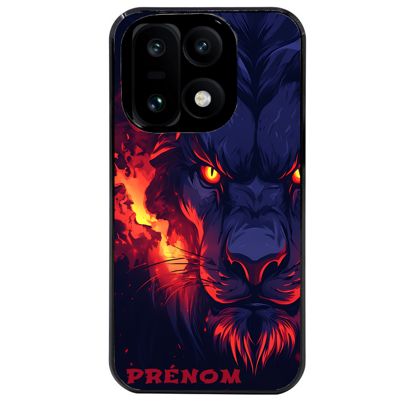 Coque noire taperso pour OnePlus 15 avec motif lion anime protection antichoc personnalisée