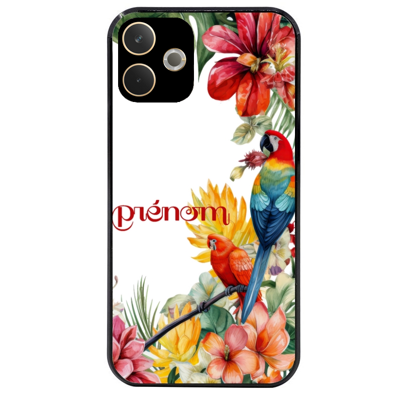 Coque noire taperso pour OPPO A5 PRO 4G et 5G avec motif perroquet personnalisee protection antichoc personnalisée