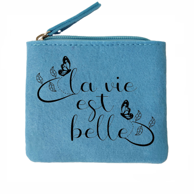 Porte monnaie la vie est belle en feutrine en feutrine