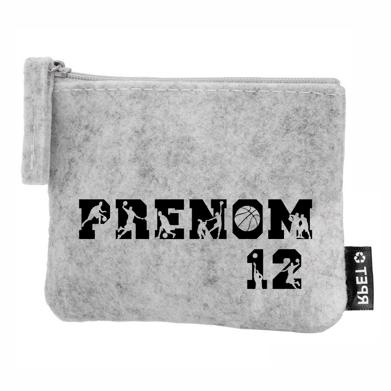 Porte monnaie personnalisé prénom basket en feutrine en feutrine