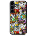 Coque noire taperso pour galaxy A06 A16 A26 A36 A56 avec motif tag et graffiti protection antichoc personnalisée