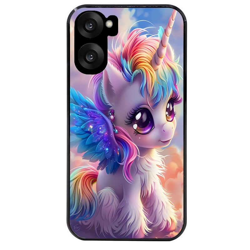 Coque noire taperso pour OnePlus Nord CE5 avec motif licorne style anime protection antichoc personnalisée