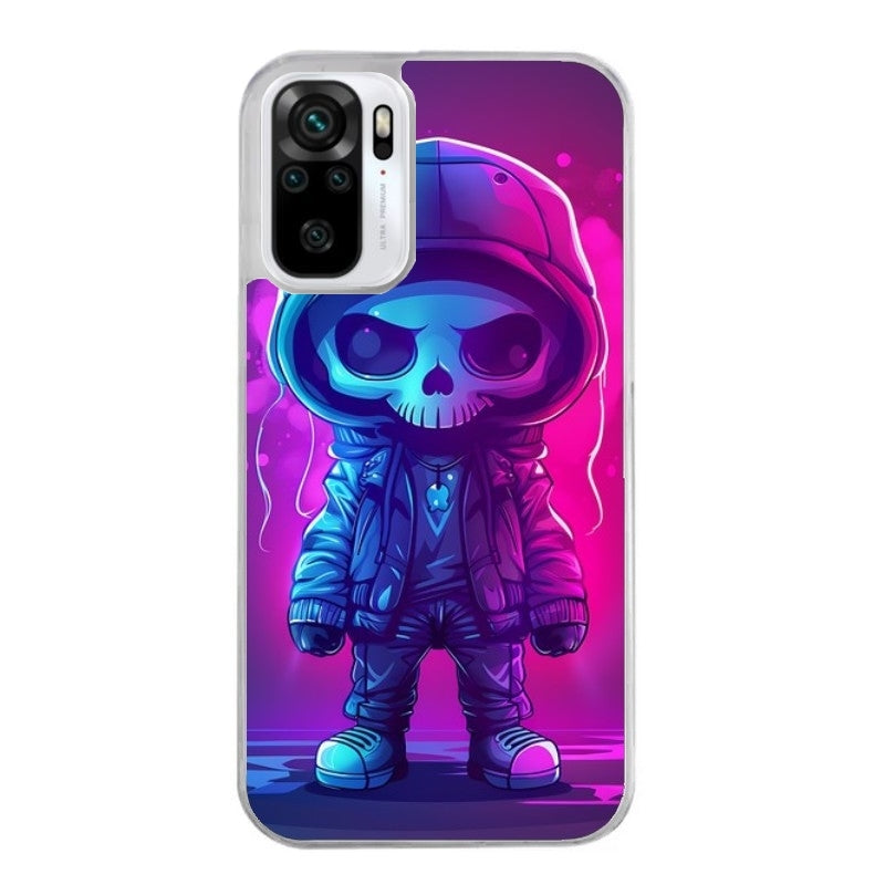 Coque taperso pour Redmi Note 10 4G 5G PRO 10S avec motif tete de mort skull fluo protection antichoc personnalisée