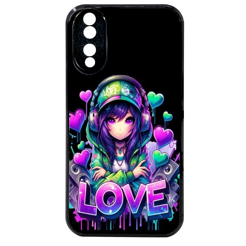Coque noire taperso pour Honor 70 LITE 90 et LITE avec motif anime manga et love protection antichoc personnalisée