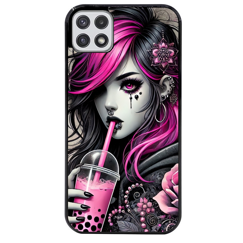 Coque noire taperso pour galaxy A22 A32 A52 A52S 4G 5G  avec motif anime et gothic boba protection antichoc personnalisée