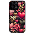 Coque noire taperso pour Honor 70 LITE 90 et LITE avec motif coeur et leopard protection antichoc personnalisée