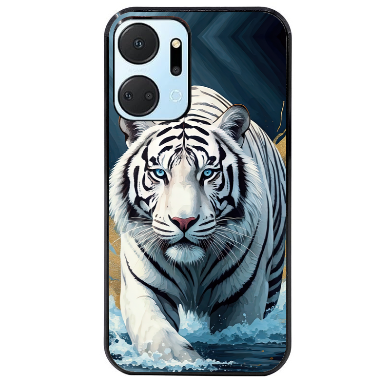 Coque noire taperso pour Honor X7A avec motif tigre polaire protection antichoc personnalisée