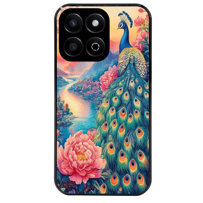 Coque noire taperso pour Honor 70 LITE 90 et LITE avec motif paon japan protection antichoc personnalisée