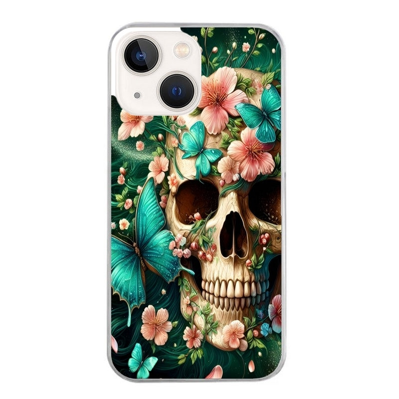 Coque taperso pour Iphone 15 et PRO PLUS PRO MAX avec motif tete de mort skull printemps protection antichoc personnalisée