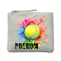 Porte monnaie personnalisé tennis color ivoire en feutrine en feutrine ivoire