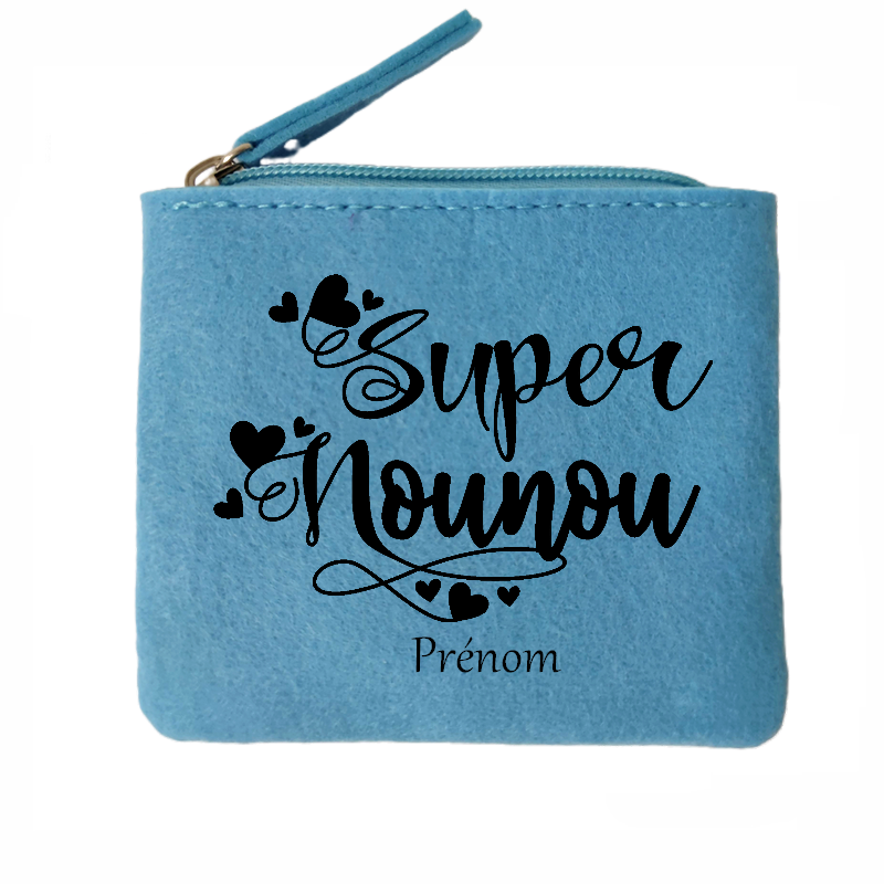 Porte monnaie personnalisé super nounou en feutrine en feutrine