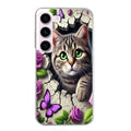 Coque taperso pour galaxy A04S A14 A34 A54 avec motif chat papillon 3 protection antichoc personnalisée