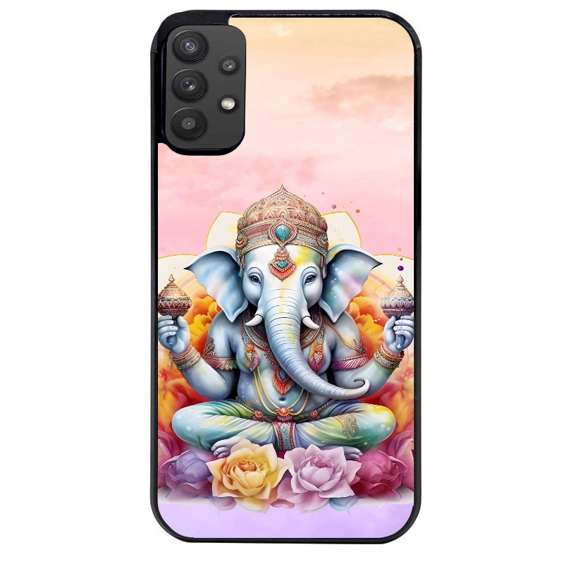 Coque noire taperso pour galaxy A22 A32 A52 A52S 4G 5G  avec motif elephant namaste protection antichoc personnalisée