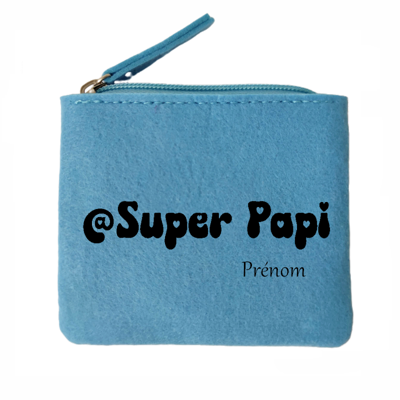 Porte monnaie personnalisé super papi en feutrine en feutrine