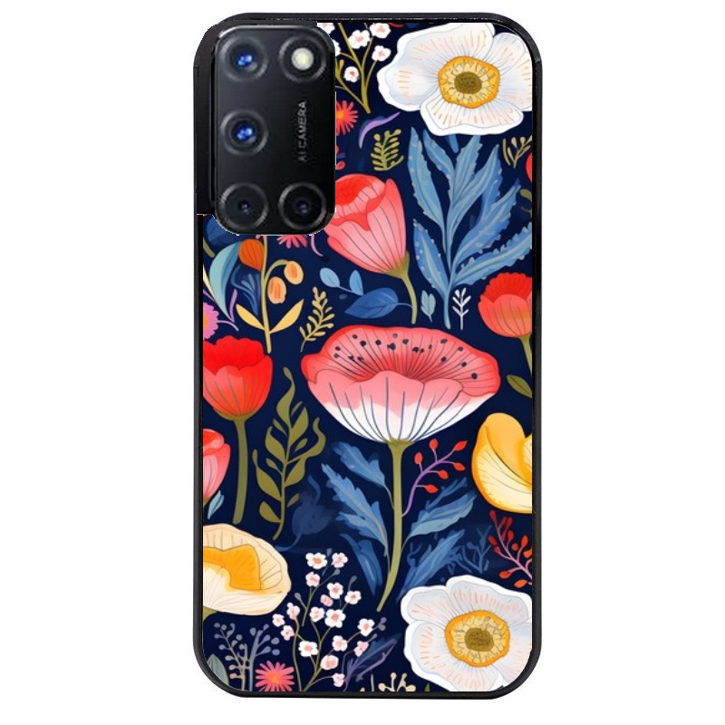 Coque noire taperso pour OPPO Reno 8 LITE avec motif fleur coquelicot protection antichoc personnalisée