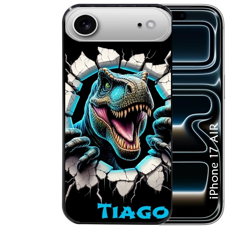Coque noire taperso pour Iphone 17 17E AIR MAX PRO avec motif dino t rex personnalisee protection antichoc personnalisée