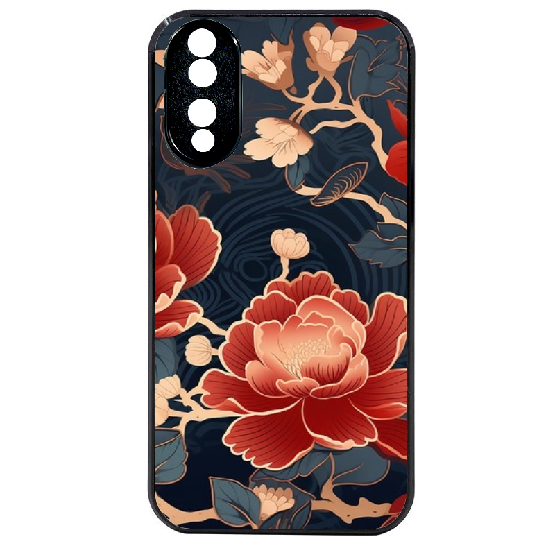Coque noire taperso pour Honor 70 LITE 90 et LITE avec motif fleur japan protection antichoc personnalisée