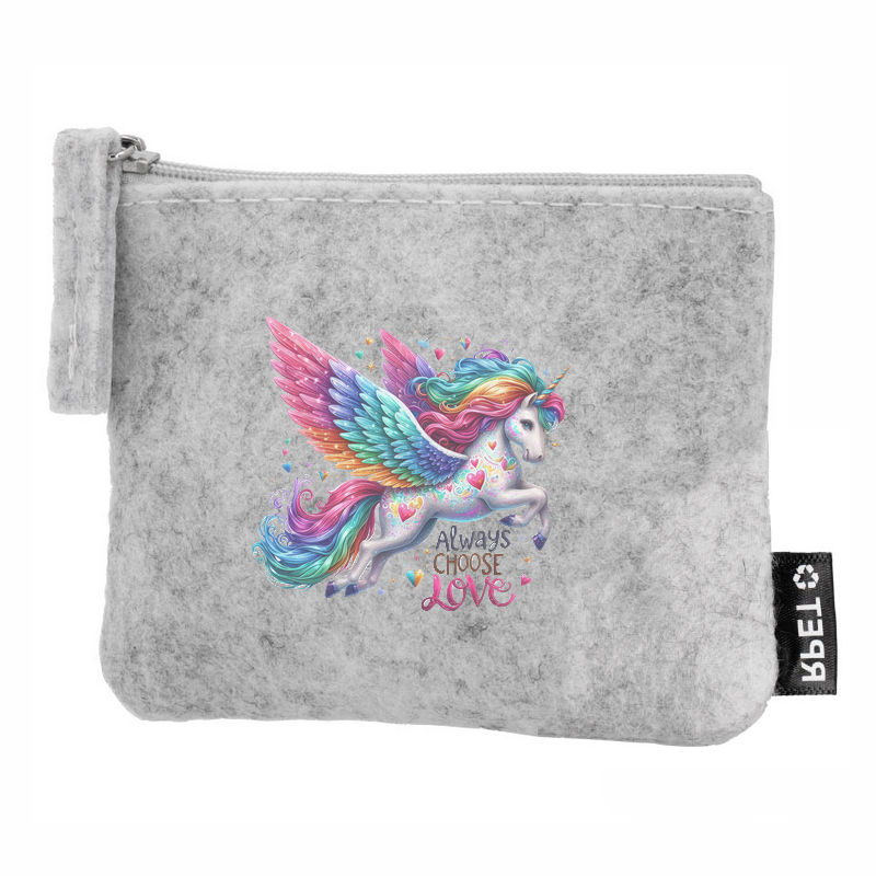 Porte monnaie licorne love en feutrine en feutrine