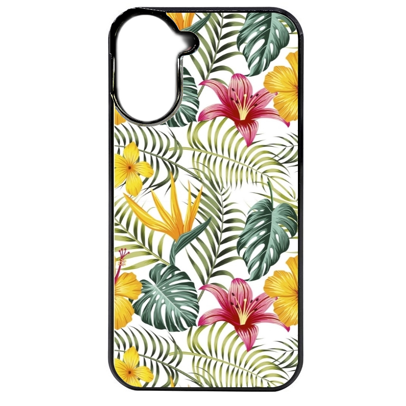 Coque noire taperso pour POCO C71 4G avec motif jungle et fleur hibiscus protection antichoc personnalisée