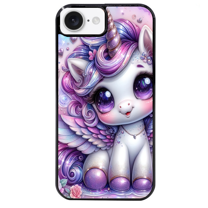 Coque noire taperso pour Iphone 17 17E AIR MAX PRO avec motif licorne violette protection antichoc personnalisée