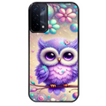 Coque noire taperso pour OPPO A54 et A74 5G avec motif chouette violette protection antichoc personnalisée