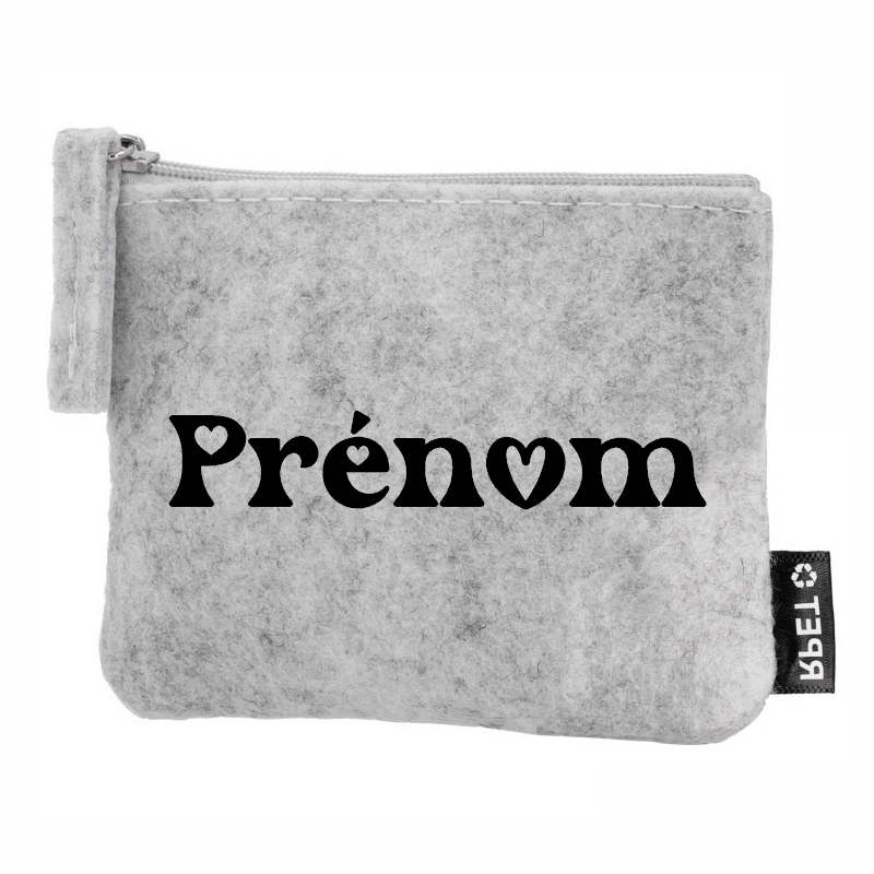 Porte monnaie avec votre prenom coeur en feutrine en feutrine