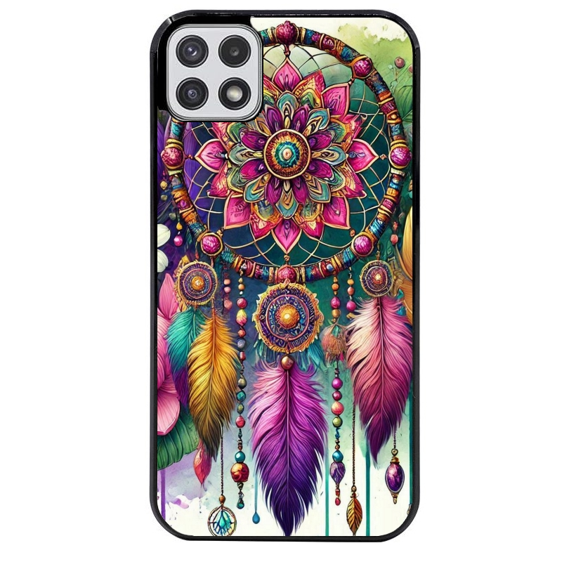 Coque noire taperso pour galaxy A22 A32 A52 A52S 4G 5G  avec motif dreamcatcher et mandala protection antichoc personnalisée