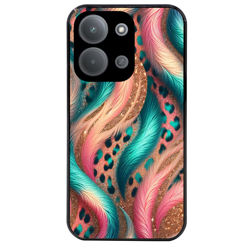 Coque noire taperso pour POCO C85 avec motif effet fourrure leopard 2 protection antichoc personnalisée