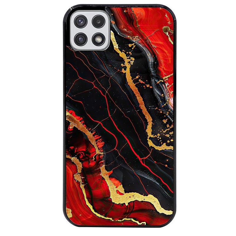 Coque noire taperso pour galaxy A22 A32 A52 A52S 4G 5G  avec motif marbre rouge protection antichoc personnalisée