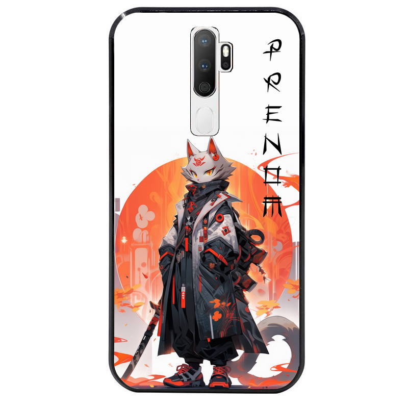Coque noire taperso pour OPPO A5 A9 2020 avec motif anime chat japan personnalise protection antichoc personnalisée
