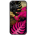 Coque noire taperso pour POCO M6 4G avec motif tropical rose et des fleurs protection antichoc personnalisée