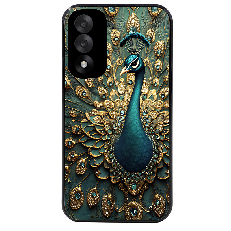 Coque noire taperso pour OnePlus Nord 5 avec motif paon bijoux protection antichoc personnalisée