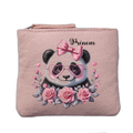 Porte monnaie personnalisé motif panda noeud rose clair en feutrine en feutrine