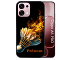 Coque noire taperso pour OPPO A6 PRO 4G et 5G avec motif badminton flamme personnalise protection antichoc personnalisée