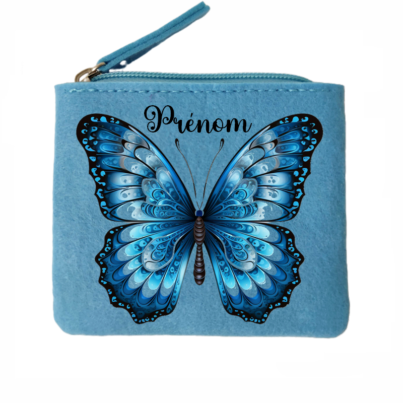 Porte monnaie personnalisé papillon en feutrine en feutrine