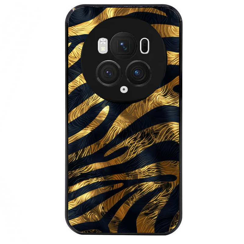 Coque noire taperso pour Magic 5 6 LITE et PRO avec motif zebre gold protection antichoc personnalisée