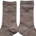 Chaussettes paillettes bronze motif maman en or