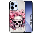 Coque noire taperso pour OPPO Reno 15 et F FS 5G avec motif tete de mort floral protection antichoc personnalisée