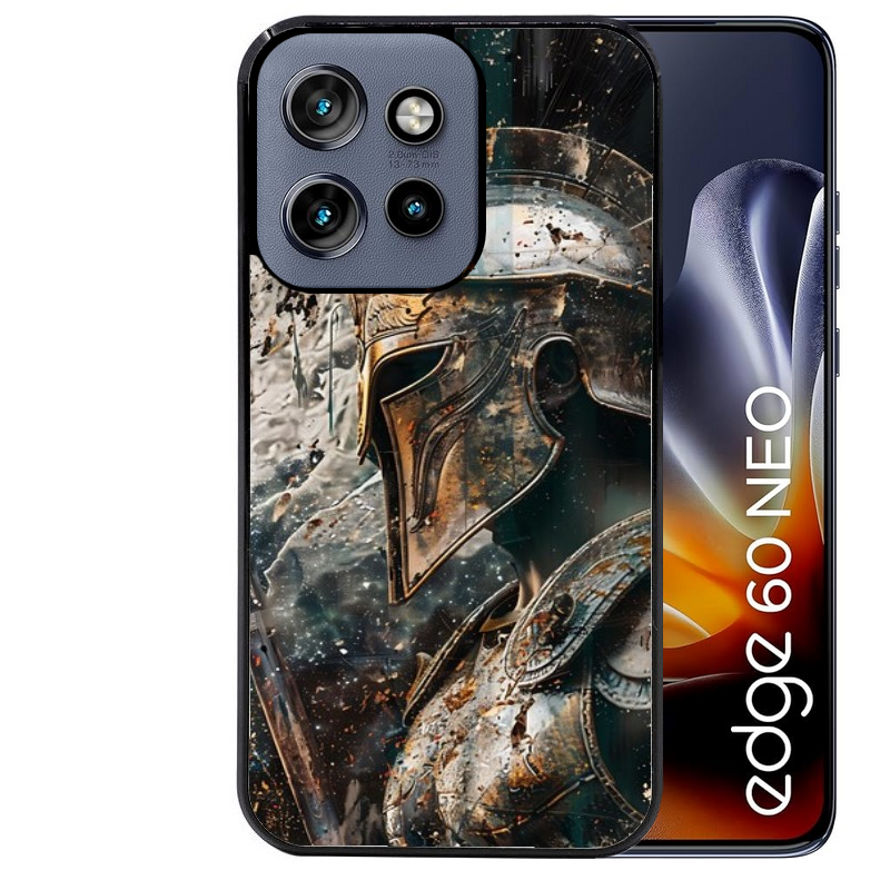 Coque noire taperso pour Moto Edge 60 et Neo Fusion Pro avec motif spartan guerrier protection antichoc personnalisée