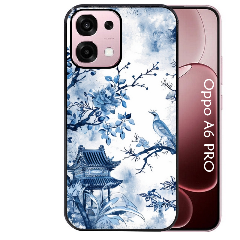 Coque noire taperso pour OPPO A6 PRO 4G et 5G avec motif japan art protection antichoc personnalisée