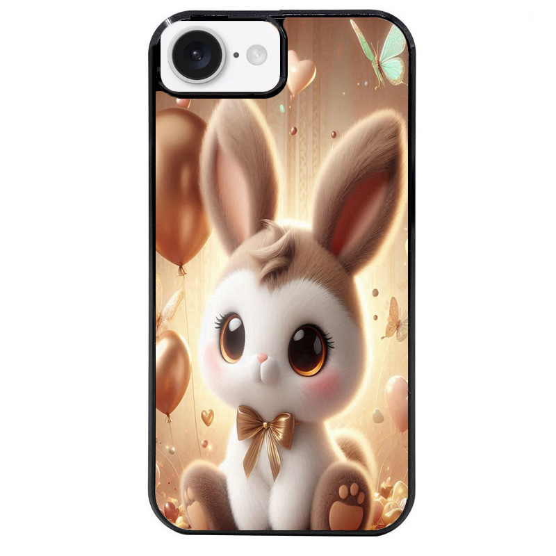 Coque noire taperso pour Iphone 16 16E PLUS MAX PRO avec motif lapin ballon protection antichoc personnalisée